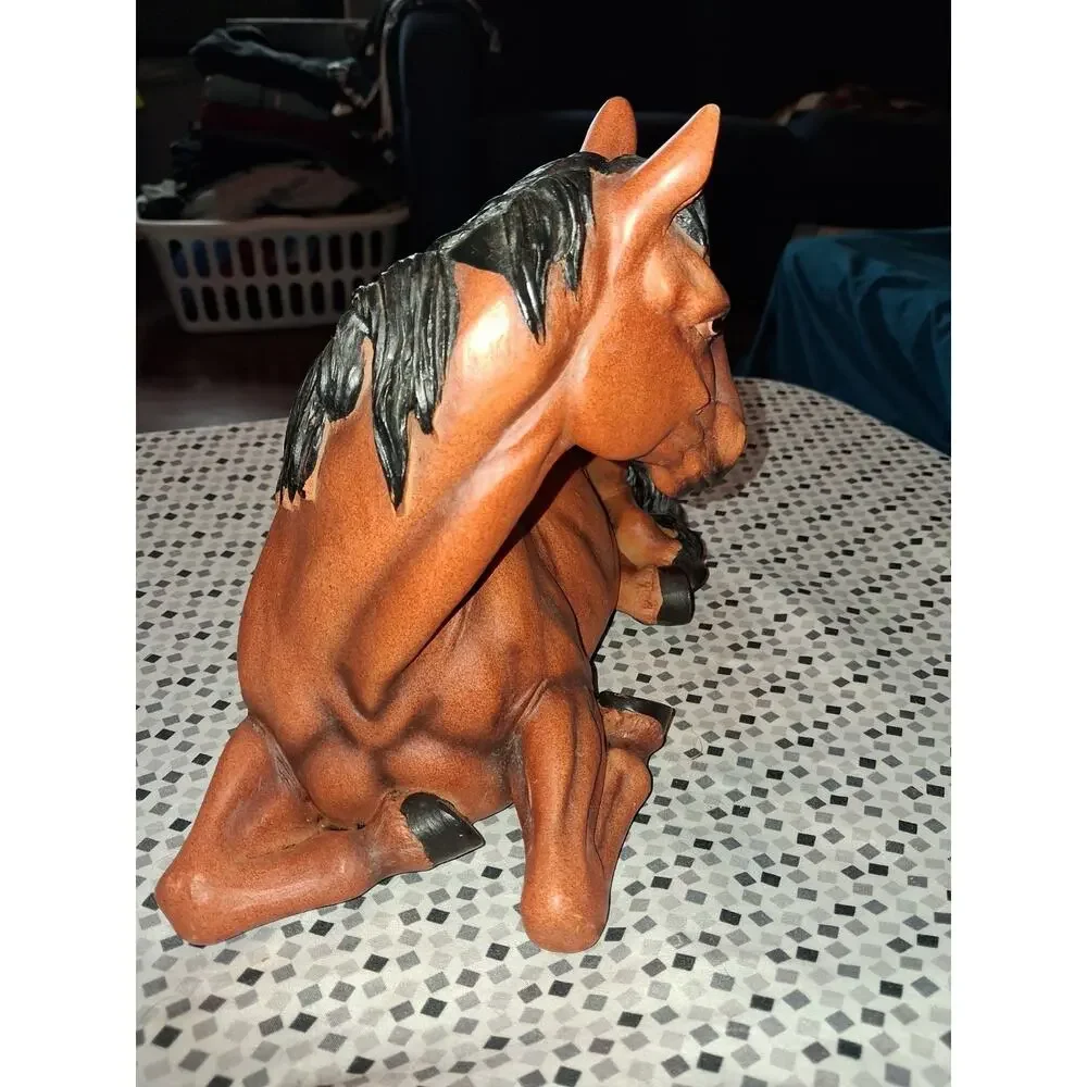 Sculpted Brown Horse Wine Bottle Holder Resin